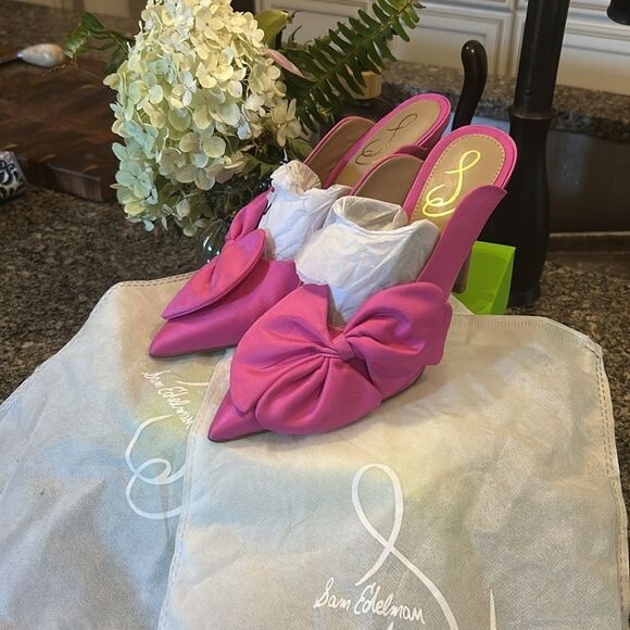 Sam Edelman Fuchsia Bow Slingback Heels - Picture 6 of 13